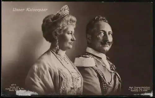 AK Kaiserin Auguste Victoria Königin von Preussen, Portrait des Kaiserpaares