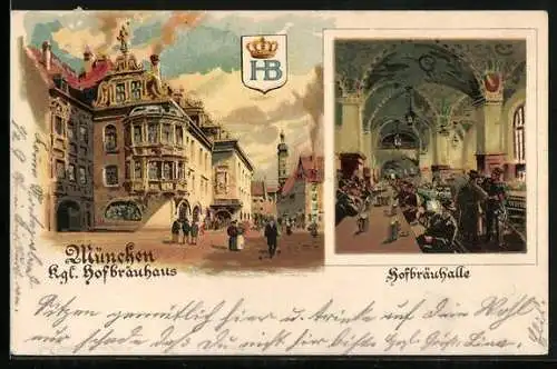 AK München, Kgl. Hofbräuhaus und Hofbräuhalle