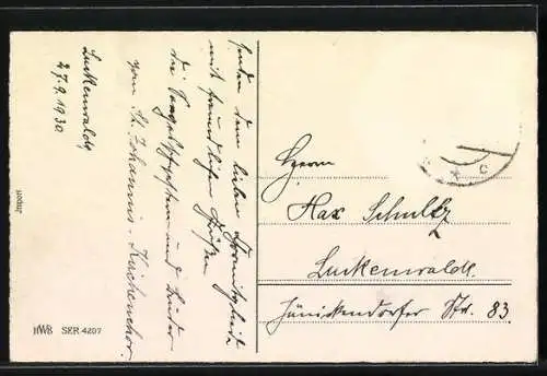 Künstler-AK Geburtstagsglückwünsche mit Geld und Hufeisen