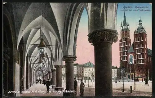 AK Krakau-Krakow, Marienkirche von der Seite des Tuchhauses