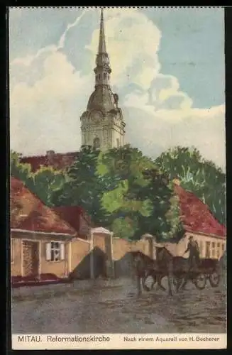 Künstler-AK Mitau, Reformationskirche