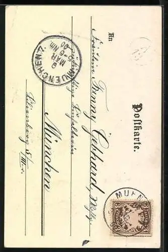 Lithographie Gitarrenspieler und lauschende Zitherspielerin