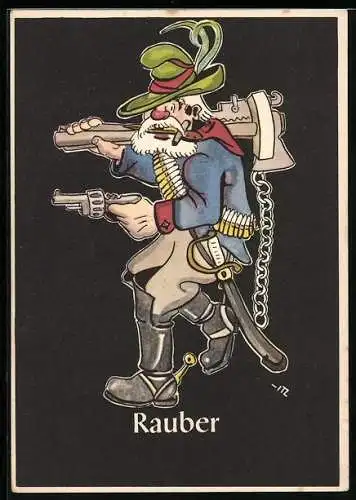 Künstler-AK sign. H. Moritz: Rauber, Bergbau