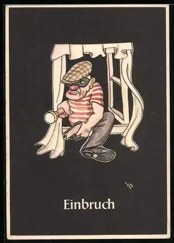 Künstler-AK sign. H. Moritz: Einbruch, Bergbau