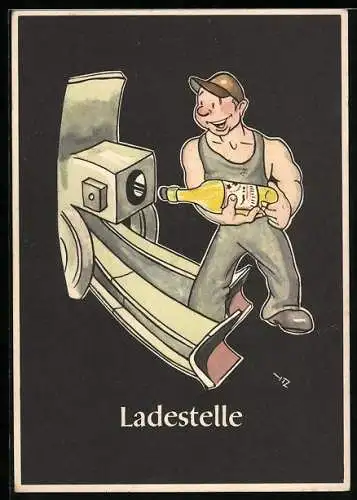 Künstler-AK sign. H. Moritz: Ladestelle, Bergbau