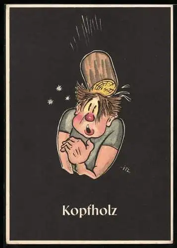 Künstler-AK sign. H. Moritz: Kopfholz, Bergbau
