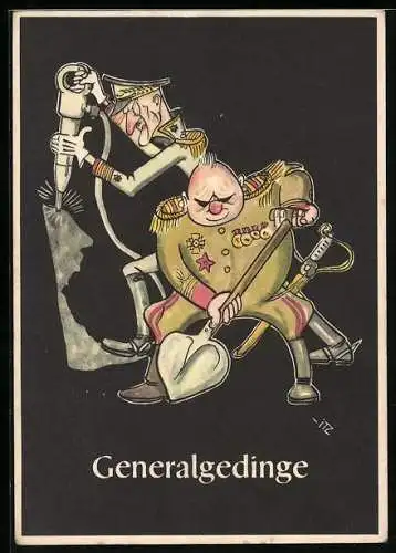 Künstler-AK sign. H. Moritz: Lustige Gezähekiste - 48 bergmännische Begriffe, Bild 3, Generalgedinge