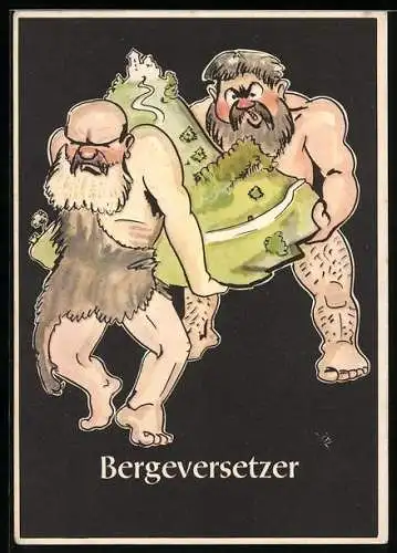 Künstler-AK sign. H. Moritz: Lustige Gezähekiste - 48 bergmännische Begriffe, Bild 33, Bergversetzer