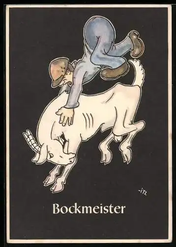 Künstler-AK sign. H. Moritz: Bockmeister, Bergbau