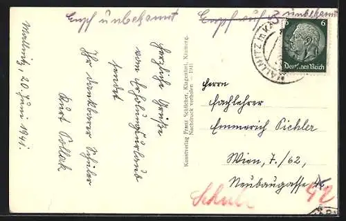 AK Mallnitz in Kärnten, Totalansicht mit Geiselkopf aus der Vogelschau