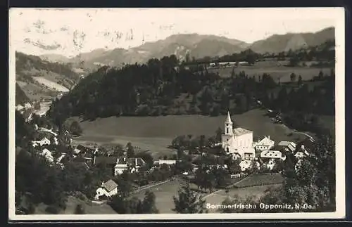 AK Opponitz /N.-Ö., Gesamtansicht mit Bergpanorama aus der Vogelschau