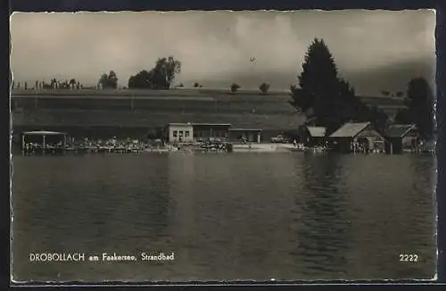 AK Drobollach am Faakersee, Strandbad, Ansicht vom Wasser