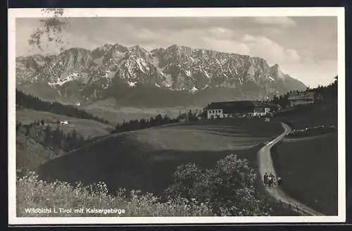 AK Wildbichl, Ortsansicht mit Kaisergebirge