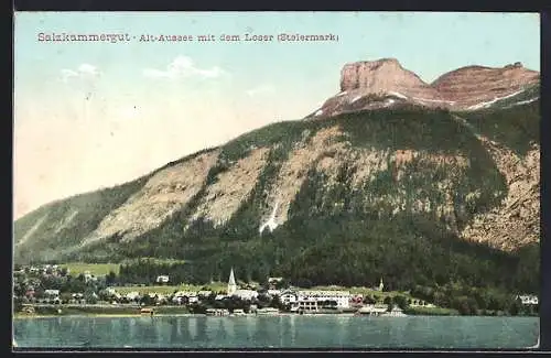 AK Alt-Aussee /Steiermark, Ortspanorama mit dem Loser
