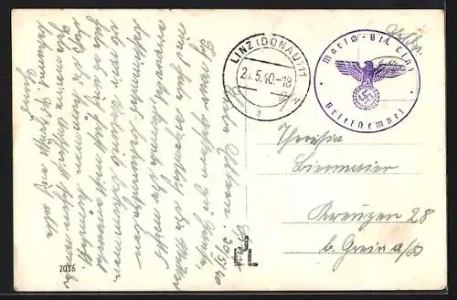 AK Linz a. D., Urfahr, Neue Schule mit Pöstlingberg