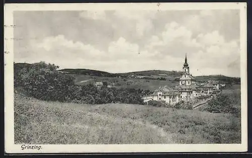 AK Grinzing, Teilansicht mit Kirche