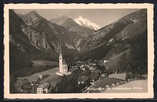 AK Heiligenblut, Teilansicht mit Kirche und Grossglockner