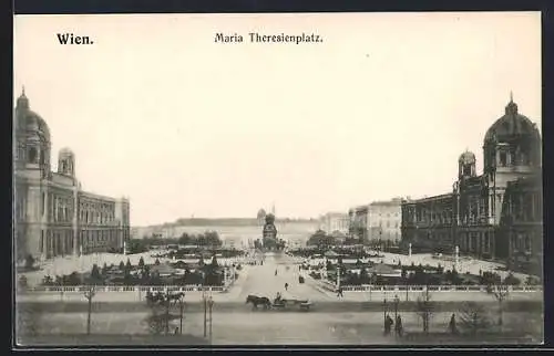 AK Wien, Maria Theresienplatz mit Denkmal