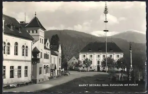 AK Seckau /Stmk., Zellenplatz mit Gasthaus Hofwirt