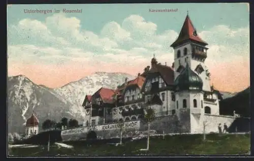 AK Ferlach, Unterbergen i. Rosental, Partie am Hotel Karawankenhof