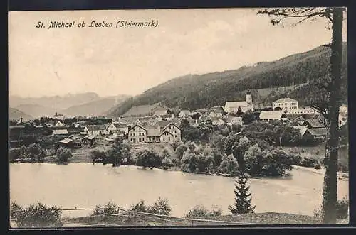 AK St. Michael ob Leoben, Panorama mit Holzstoff-Fabrik