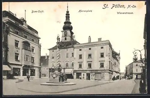 AK St. Pölten, Wienerstrasse mit Herrenplatz und Dom-Café