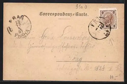 AK Villach, Uferpartie mit Kirche