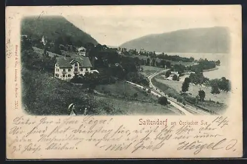 AK Sattendorf, Ortsansicht mit Ossiacher See