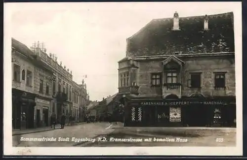 AK Eggenburg /N.-D., Kremserstrasse mit bemaltem Haus