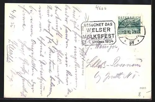 AK Wels /O. Ö., Strassenpartie am Tor mit Geschäften