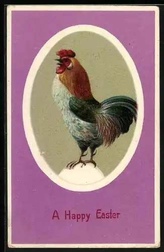 AK Huhn im Eier-Rahmen, Ostergruss