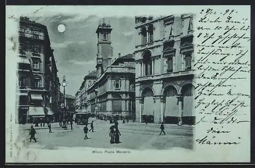 Mondschein-AK Milano, Piazza Mercanti