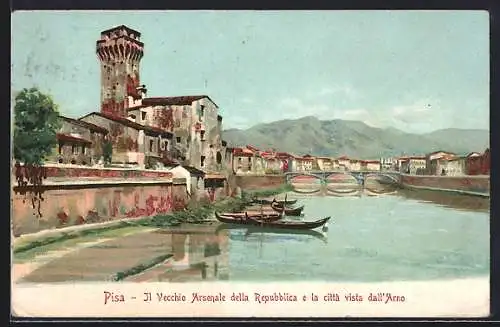 AK Pisa, Il Vecchio Arsenale della Repubblica e la città vista dall`Arno