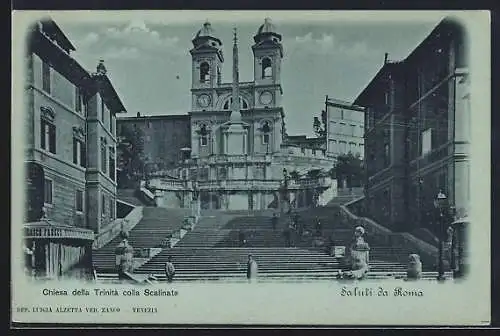 Mondschein-AK Roma, Chiesa della Trinità colla Scalinata