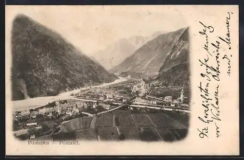 AK Pontebba-Pontafel, Teilansicht mit Bergen