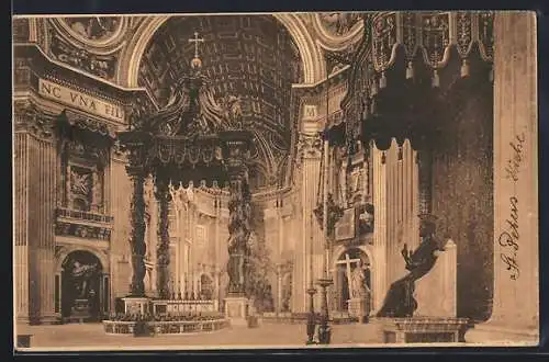 AK Vaticano, Basilica S. Pietro, Interno e Statua di S. Pietro