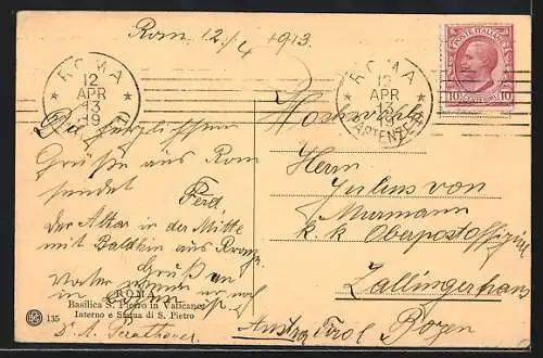 AK Vaticano, Basilica S. Pietro, Interno e Statua di S. Pietro