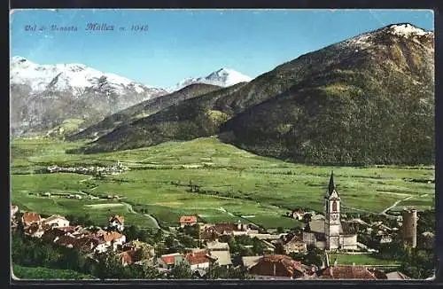 AK Màlles /Val di Venosta, Panorama mit Kirche