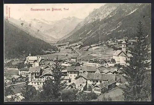 AK Gossensass am Brenner, Panorama mit Kirche