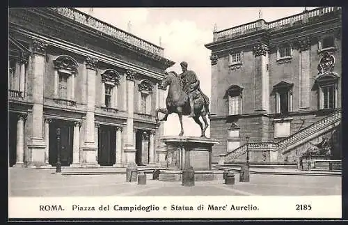 AK Roma, Piazza del Campidoglio e Statua di Marc` Aurelio