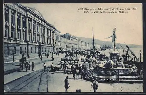 AK Messina, Prima del disastro del 28 dicembre 1908, Corso Vittorio Emanuele col Nettuno
