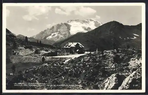 AK Passo Falzarego, Albergo Marmolada verso la Marmolada