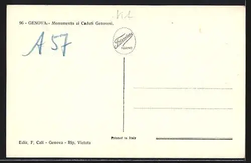 AK Genova, Monumento ai Caduti Genovesi