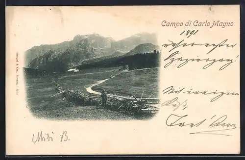 AK Campo di Carlo Magno, Feldweg mit Bergpanorama