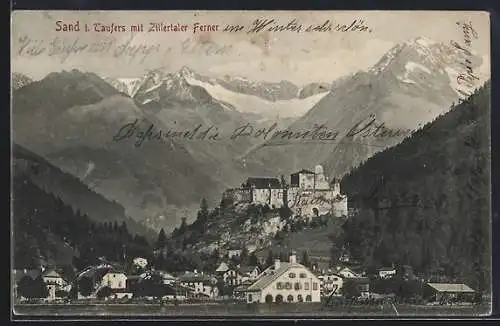 AK Sand in Taufers, Ortsansicht mit Zillertaler Ferner