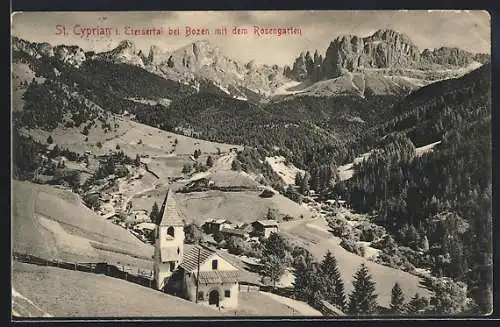 AK St. Cyprian i. Tiersertal, Ortsansicht mit dem Rosengarten