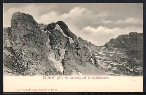 AK Latemar, Blick von Cavignon auf die Rotlahnscharte