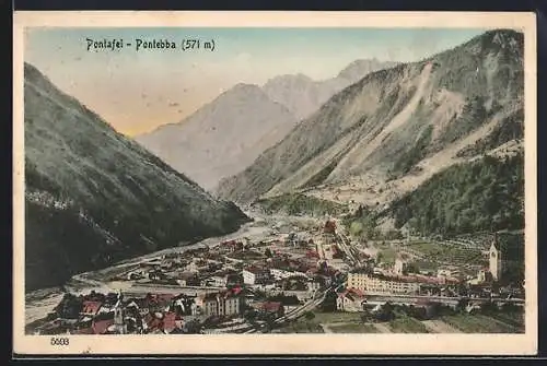 AK Pontafel, Ortsansicht aus der Vogelschau