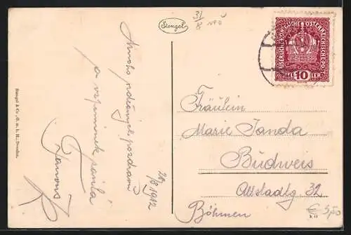 AK Pontafel, Ortsansicht aus der Vogelschau