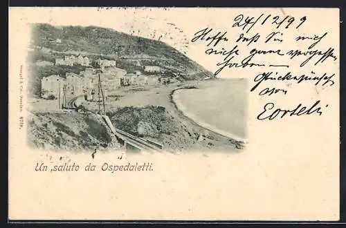 AK Ospedaletti, Ortsansicht mit Küstenpartie